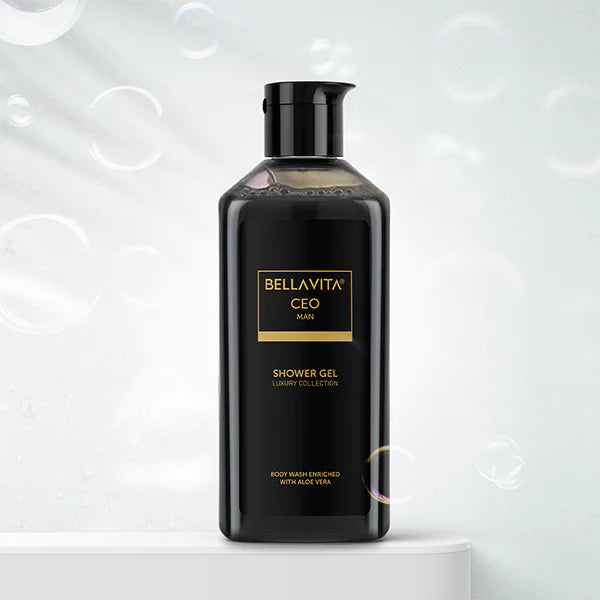 Bella Vita Luxury CEO MAN Body Wash Refreshing Shower Gel for Deep Cleansing, Hydrating & Moisturising Skin with Aloe Vera & Charcoal Powder 500 Ml