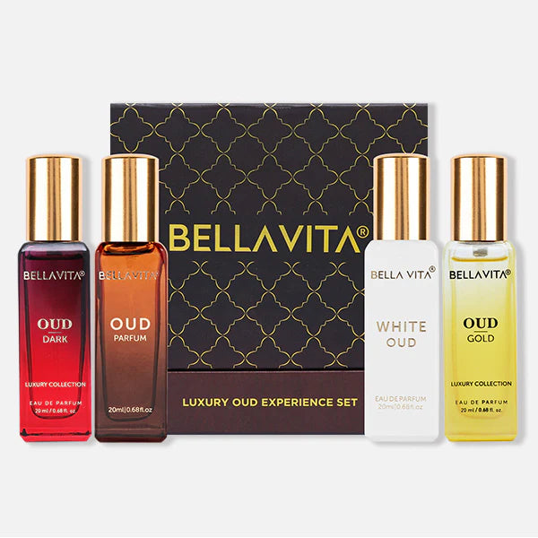 Bella Vita Luxury OUD Experience Eau De Parfum Gift Set 4 x 20ml for Men & Women, Premium Long Lasting EDP Perfume, Oudh Fragrance Scent