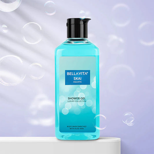 Bella Vita Luxury Skai Aquatic Body Wash Refreshing Shower Gel for Deep Cleansing, Hydrating & Moisturising Skin with Aloe Vera 500 Ml