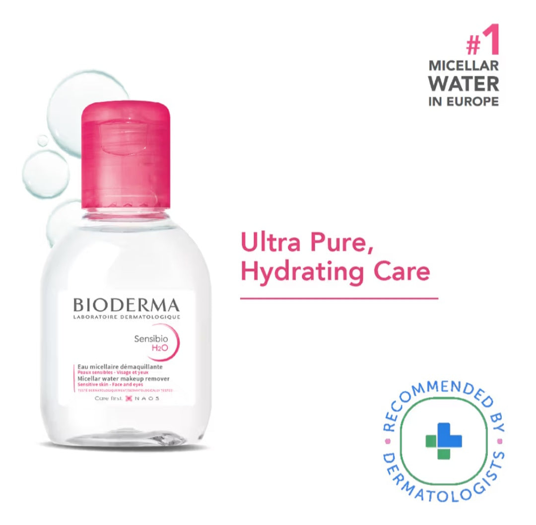 BIODERMA Dermatological Micellar Water Sensibio H2O - Gently Removes Makeup Prevents Clogged Pores